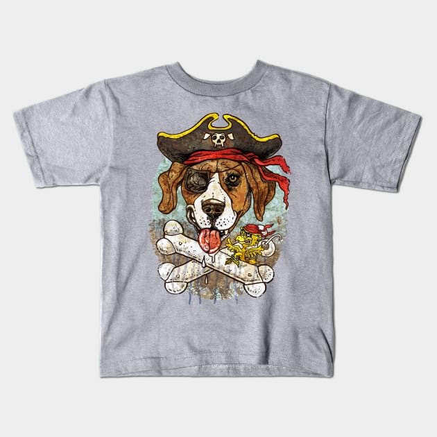 Bad to the Bone Pirate Dog Kids T-Shirt by Mudge